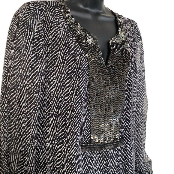 Rohit Gandhi + Rahul Khanna Black Gray Silk Metal Accent Mini Dress Sz XS - Picture 5 of 14